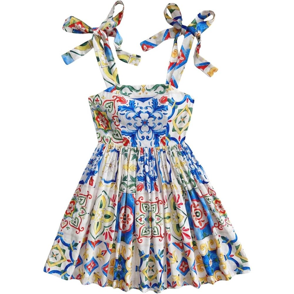 Colorful Patterned Mini Dress